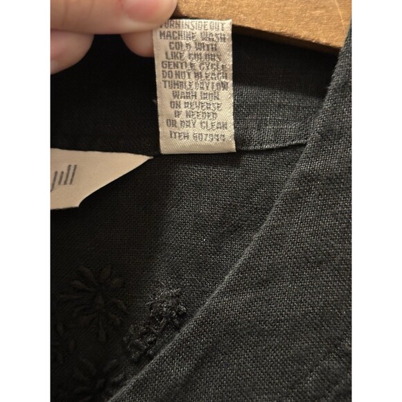 J. JILL 100% Linen Embroidered Jacket Womens Size Small Black CottageCore Boho - Picture 3 of 10